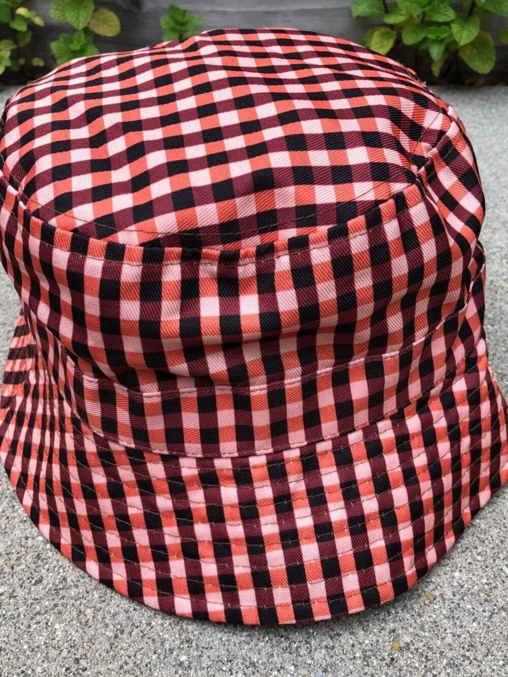 CULTUREFLY Checkered Bucket Hat Women's One Size Lightweight Packable Orange Red
